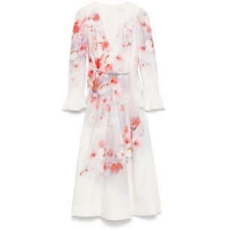 Zimmermann `Crush` Frill Sleeved Midi Dress