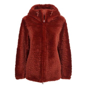 Orange Shearling Women's Sweatshirt Jacket